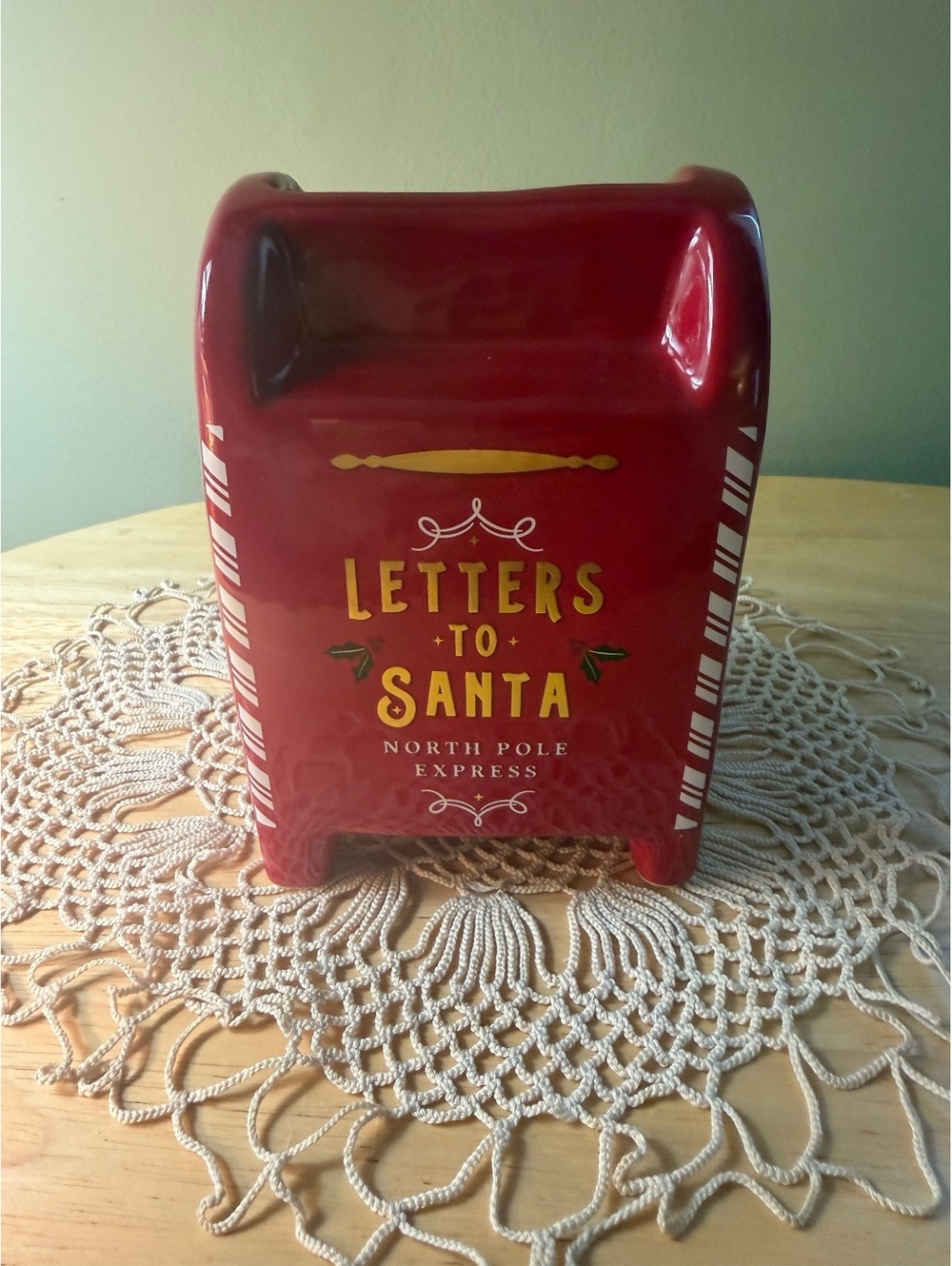 DW Home Tinsel Tree Letters to Santa Ceramic Candle Holder